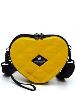 ABS Plastic Heart Mini Crossbody Bag PC715 YELLOW